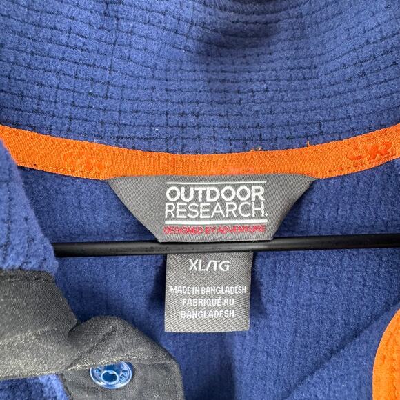 Outdoor Research Mens XL Blue Orange Fleece Pullover Snap Neck Thermal Waffle - Picture 3 of 5